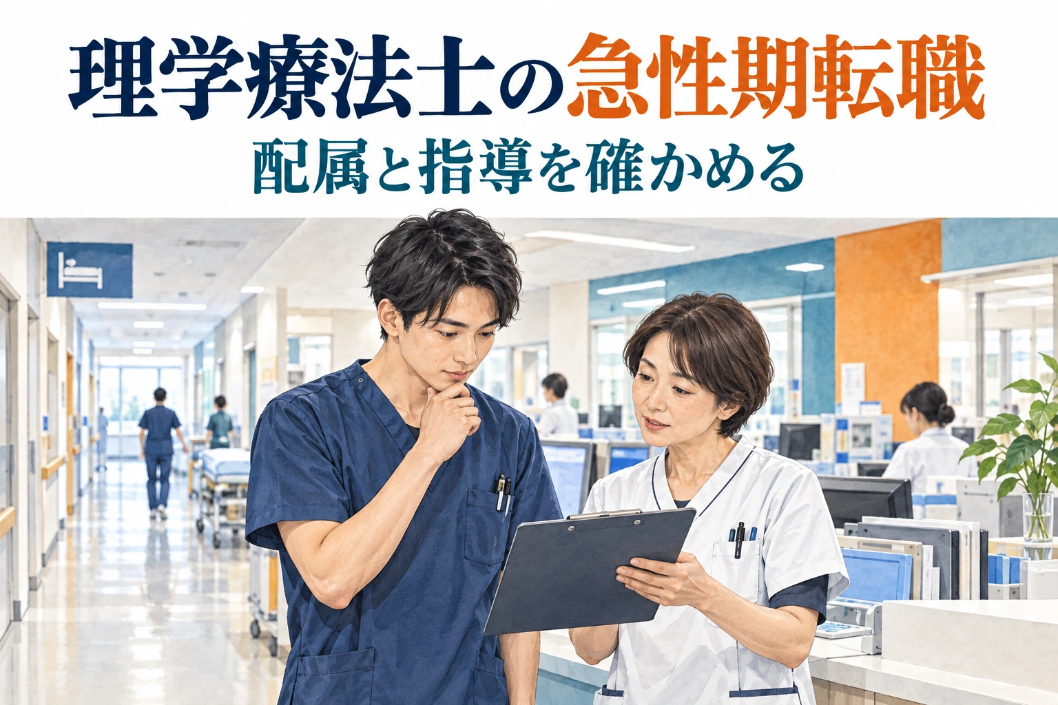 理学療法士の急性期転職は何を確認？配属と教育の条件を比べる。担当や働き方を確認する場面のイラスト